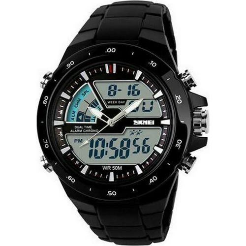 Multifunction Chronograph Analog+Digital Sports Watch- Black