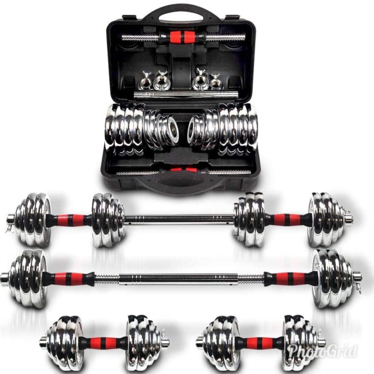 30KG Boxed Chrome Dumbbell With Barbell Extension
