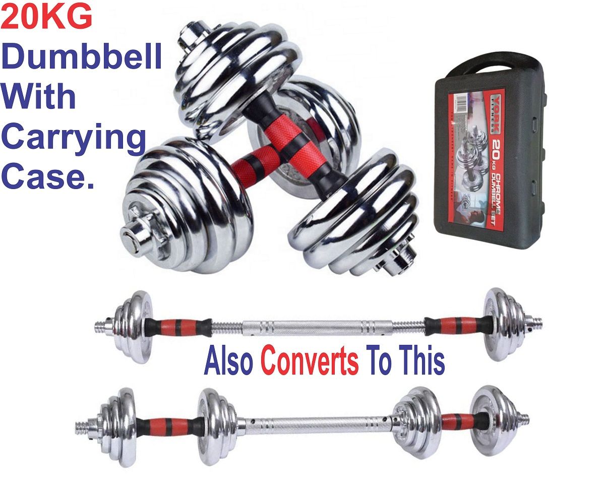 Convertible 20KG Dumbbells Set +30CM Barbell Connector+Case