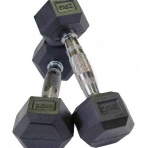 25KG Professional Rubber Hex Dumbbell Pair