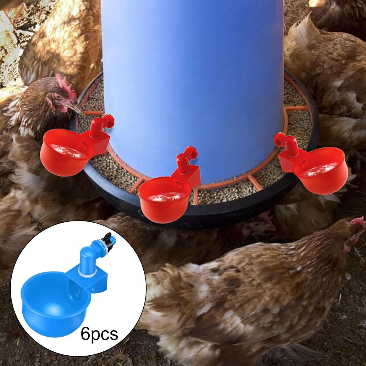 6-packs Automatic Birds Chicken Drinkers Cups 6Pcs Blue