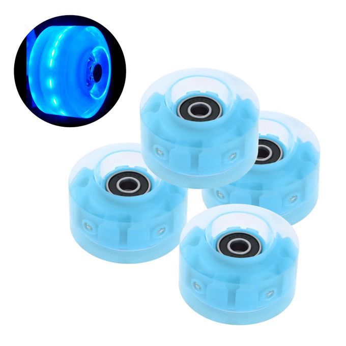 4Pack Quad Roller Skate Wheels With Bearings For Double Row Blue