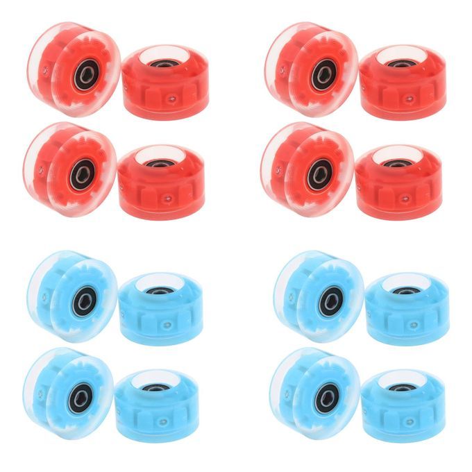 8x Quad Roller Skate Wheels Light Up W/ Bearings Double Row Skateboard