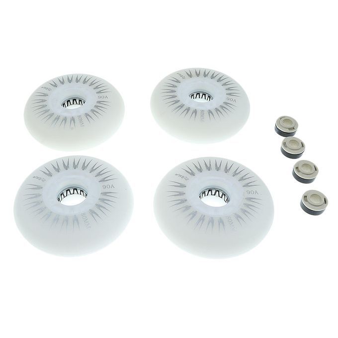 4 Pieces/Set LED Lights Flashing Inline Roller Skating 80mm White