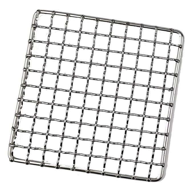 Grill Mesh Mat Outdoor Pot Rack Portable Barbecue Mesh Silver Square