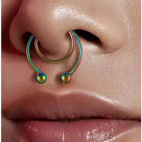 Unisex Septum Clip On Nose Ring - Rainbow