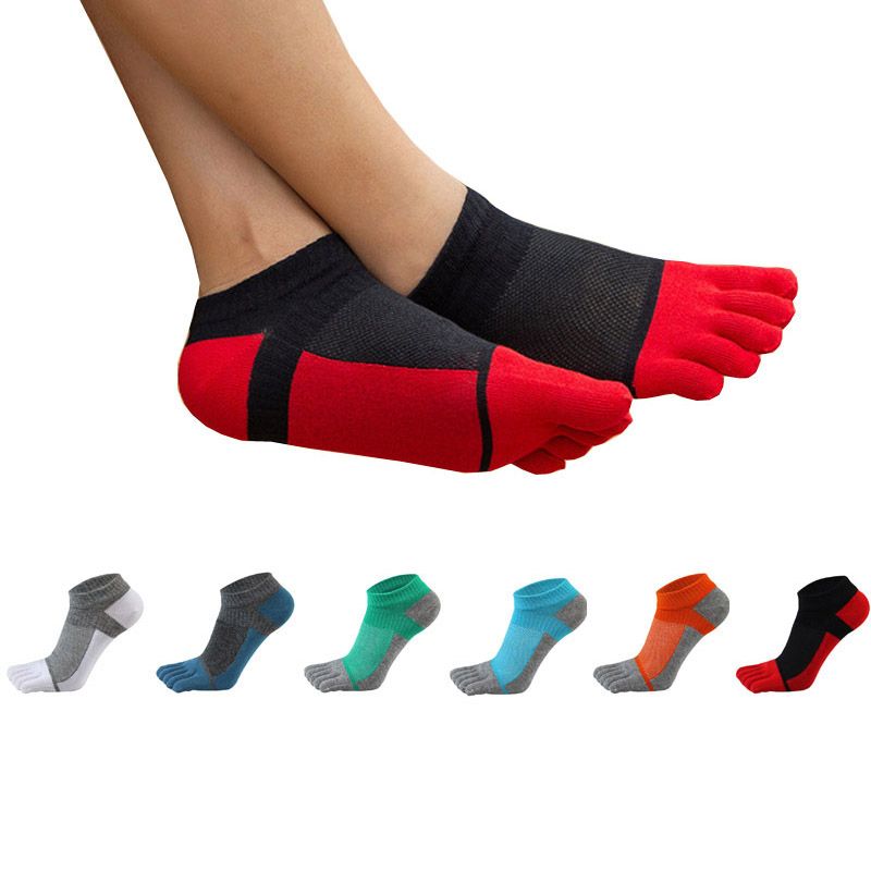 Mens Five Finger Toe Socks Cotton Running Mini Crew Socks (6 Pairs)