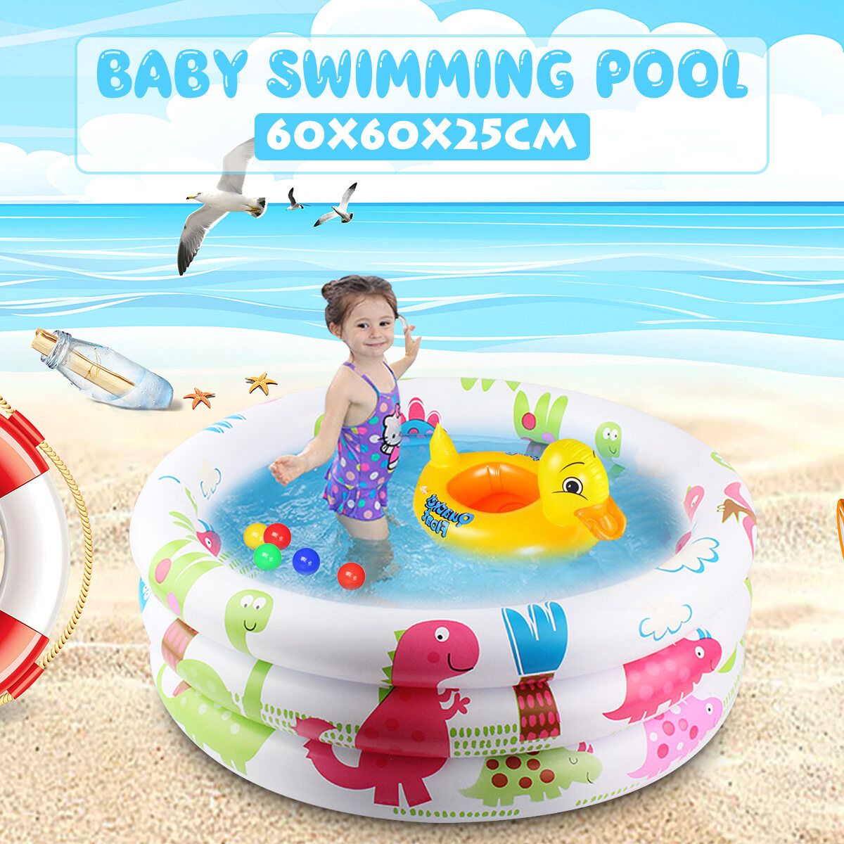 60x60x25cm 3 Layers Paddling Garden Pool Toddler Small Kids Fun Swimming Poor For Kids Outdoor Baby Inflatable