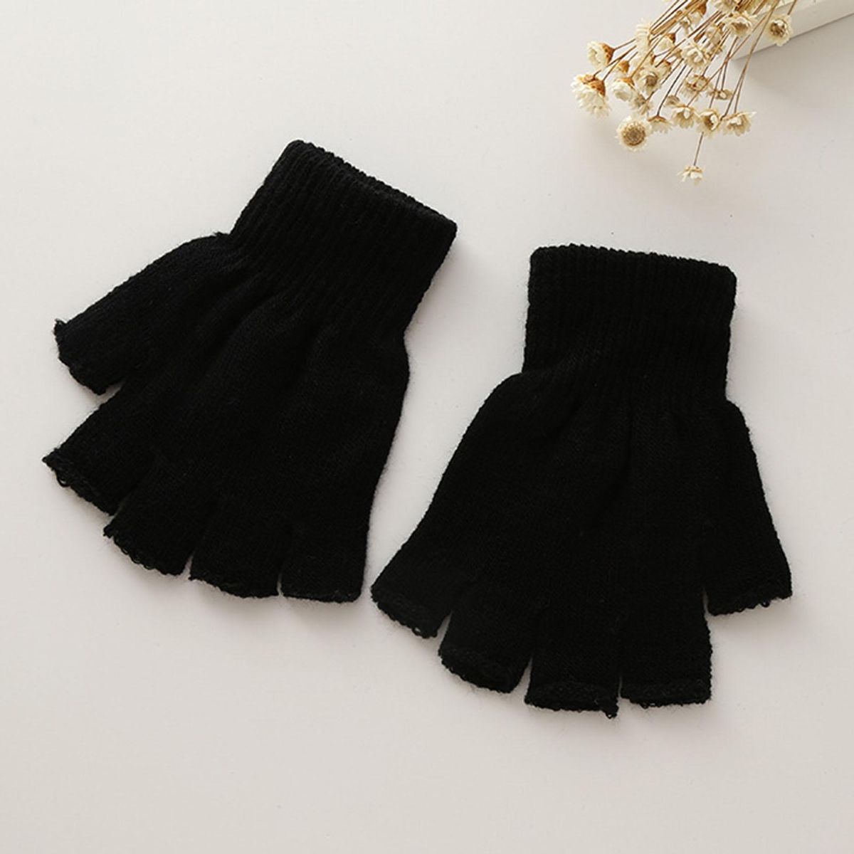 1 Pair Half-finger Winter Outdoor Black