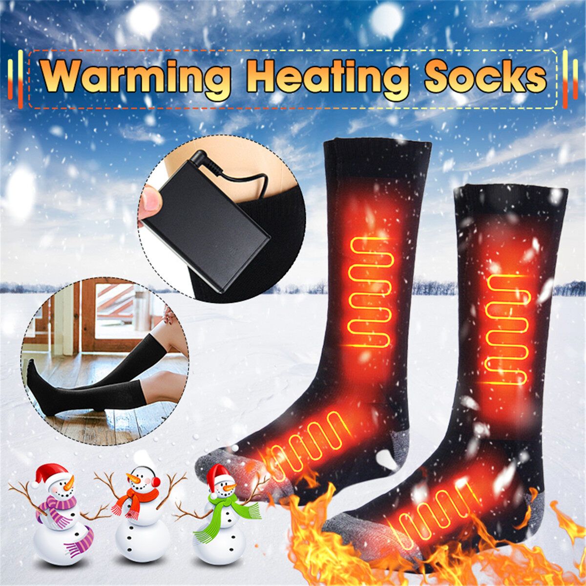 Electric Heated Cotton Socks Foot Warmer Winter Feet Thermal Sox Hunting