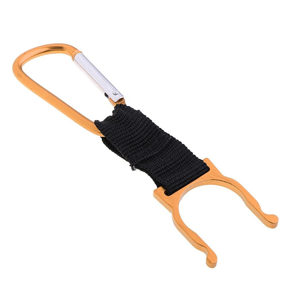 Lightweight Water Bottle Flask Carabiner Clip Holder With Gold