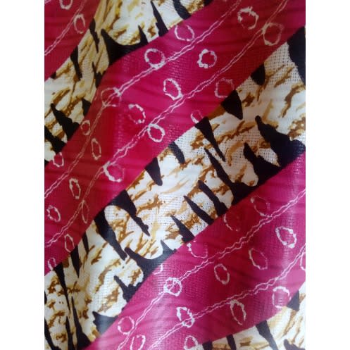 5 Yards Pink And Gold Adire Material