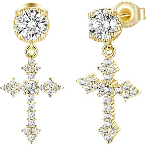 TRUMIUM Cross Earrings For Men Women 925 Sterling Silver