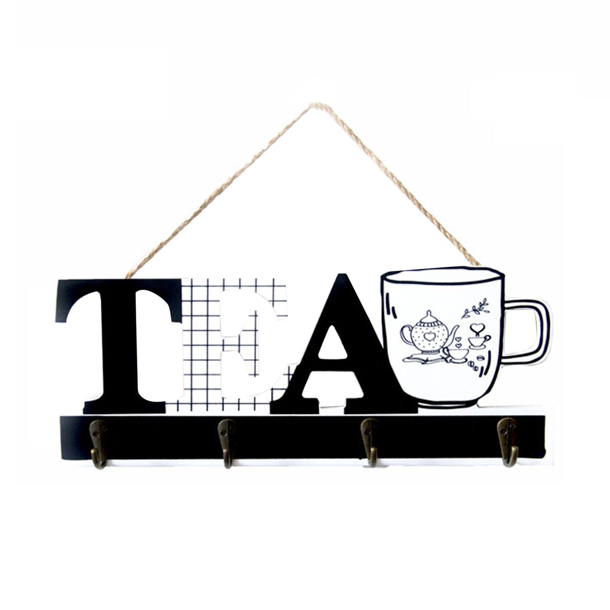 Coat Hanger Cafe Tea Letter Decor Towel Hook A
