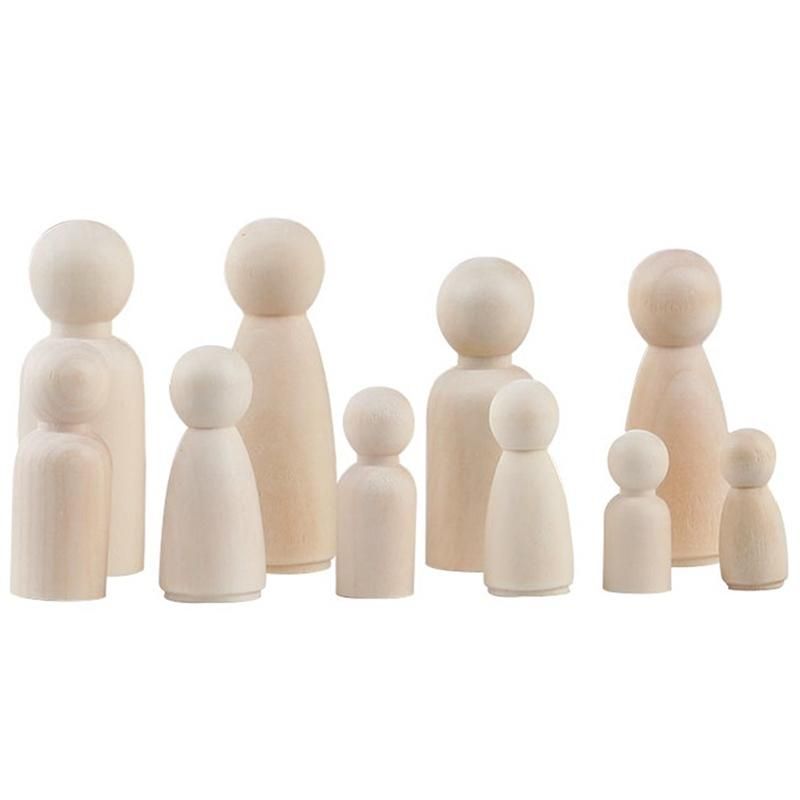 Wooden Peg Dolls,Unfinished Wooden Family Figures,Nature Wooden Decorative DIY Doll People for Kids Painting
