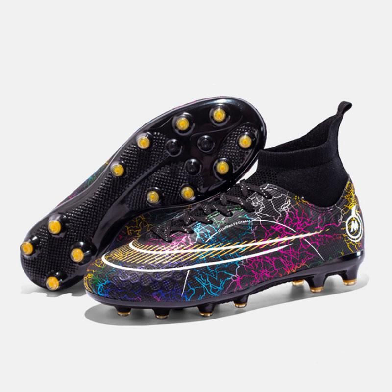 Fashion high-top football shoes men's and women's spikes football shoes -Black
