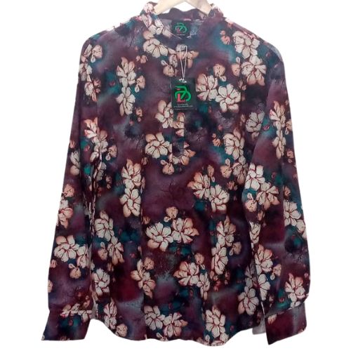 Men's Summer Hawaiian Beach Long Sleeves Shirts -Flower Pattern