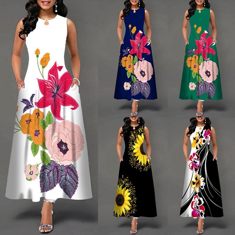 Dress Summer Women's Large Casual Long Dress Pocket Dress