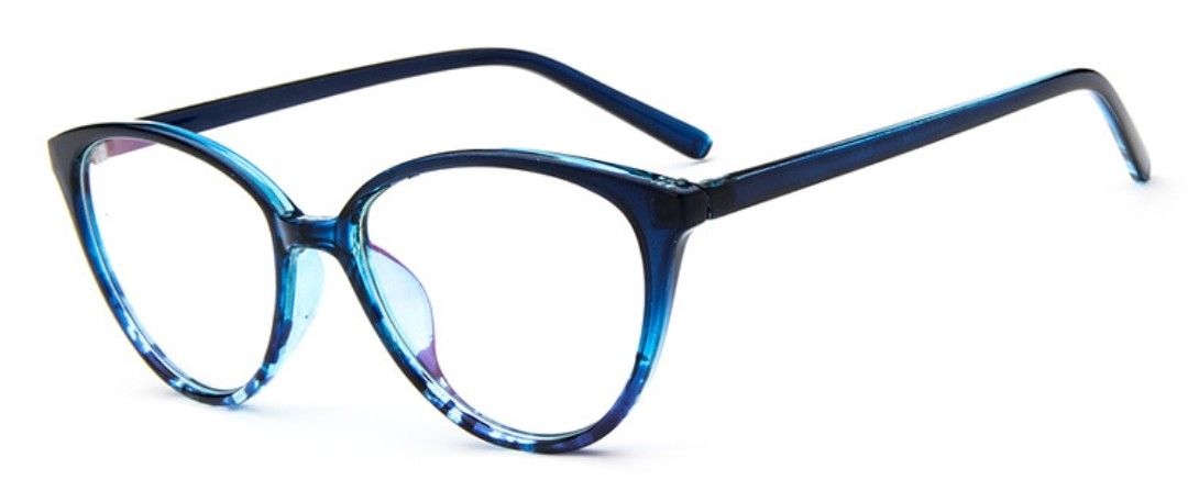 Retro Cat Eye Optical Fashion Glass Blue Flowered Frames