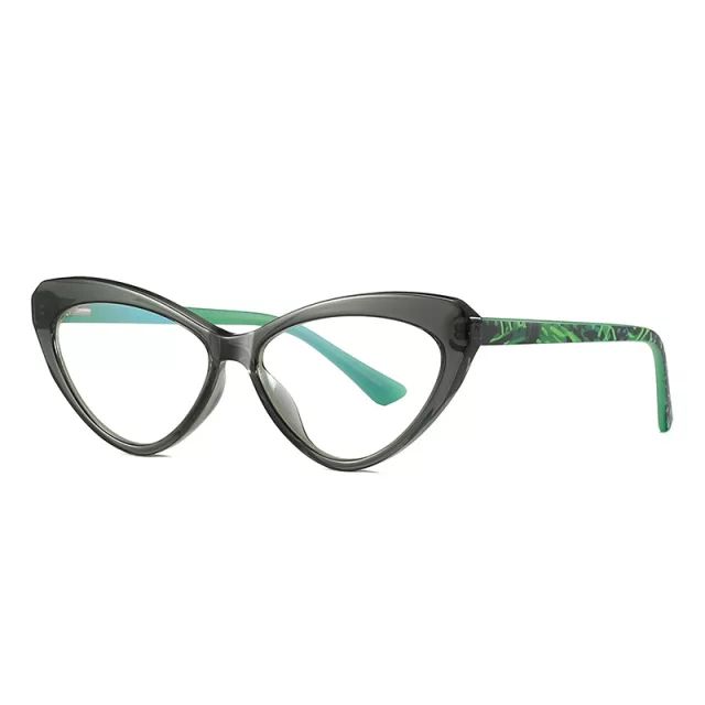 Cat Eye Frame Vintage Anti-Glare Glasses With Carrying Case - Green And Black