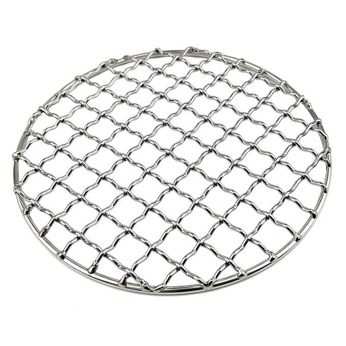 Grill Mesh Mat Pot Rack Portable Barbecue Mesh Net Silver Round