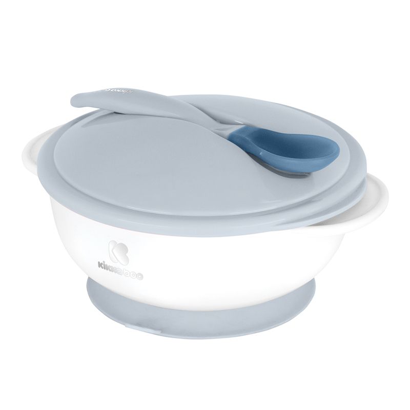Suction Bowl With Heat Sensing Spoon Blue