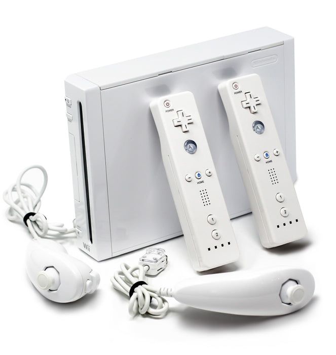 Wii Console With 2 Remotes And Nunchuck -White