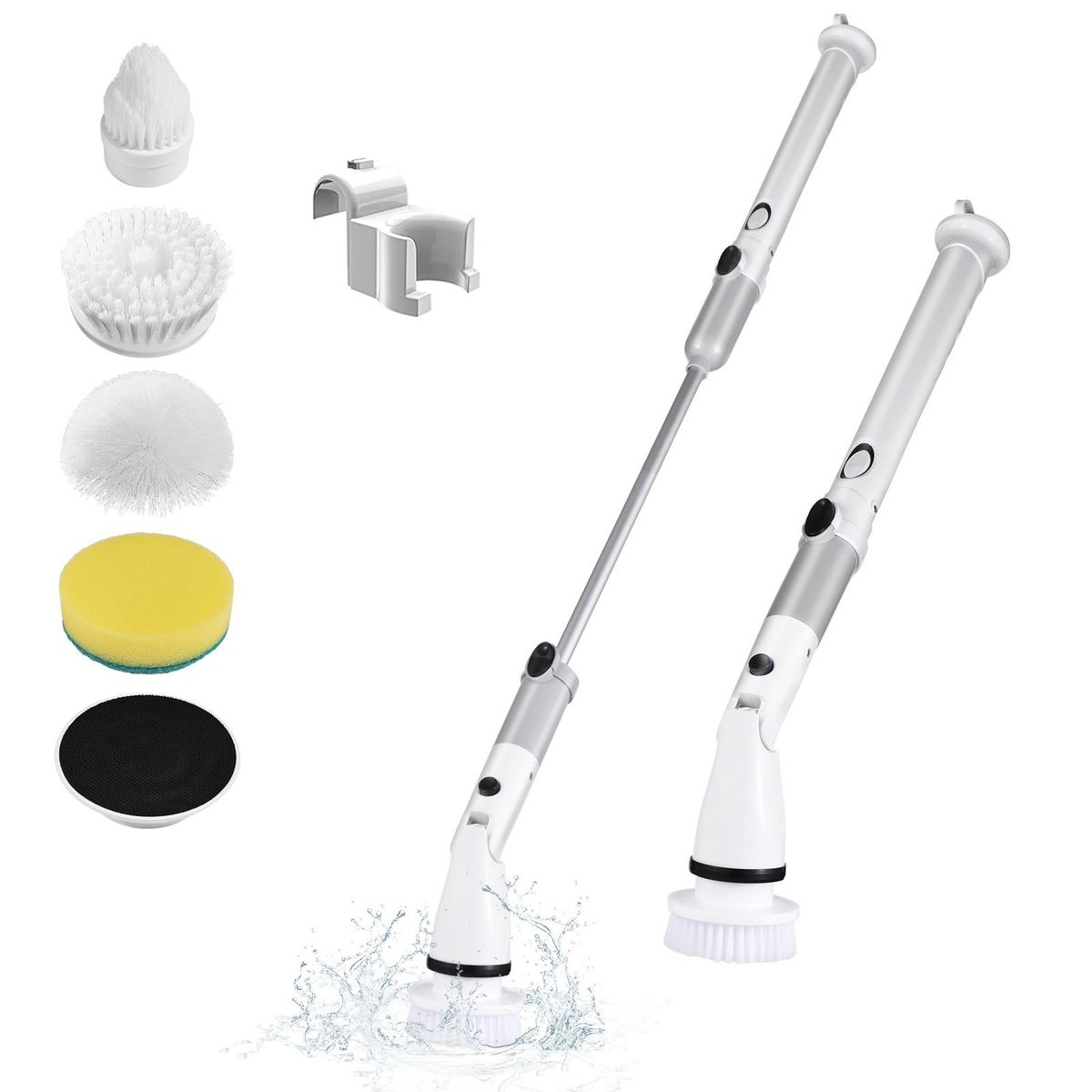 Electric Spin Scrubber Cordless Handheld Cleaning Brush with Adjustable Extension Handle 4 Brush Heads 4000mAH Battery for Kitchen Bathroom Wall Window Floor