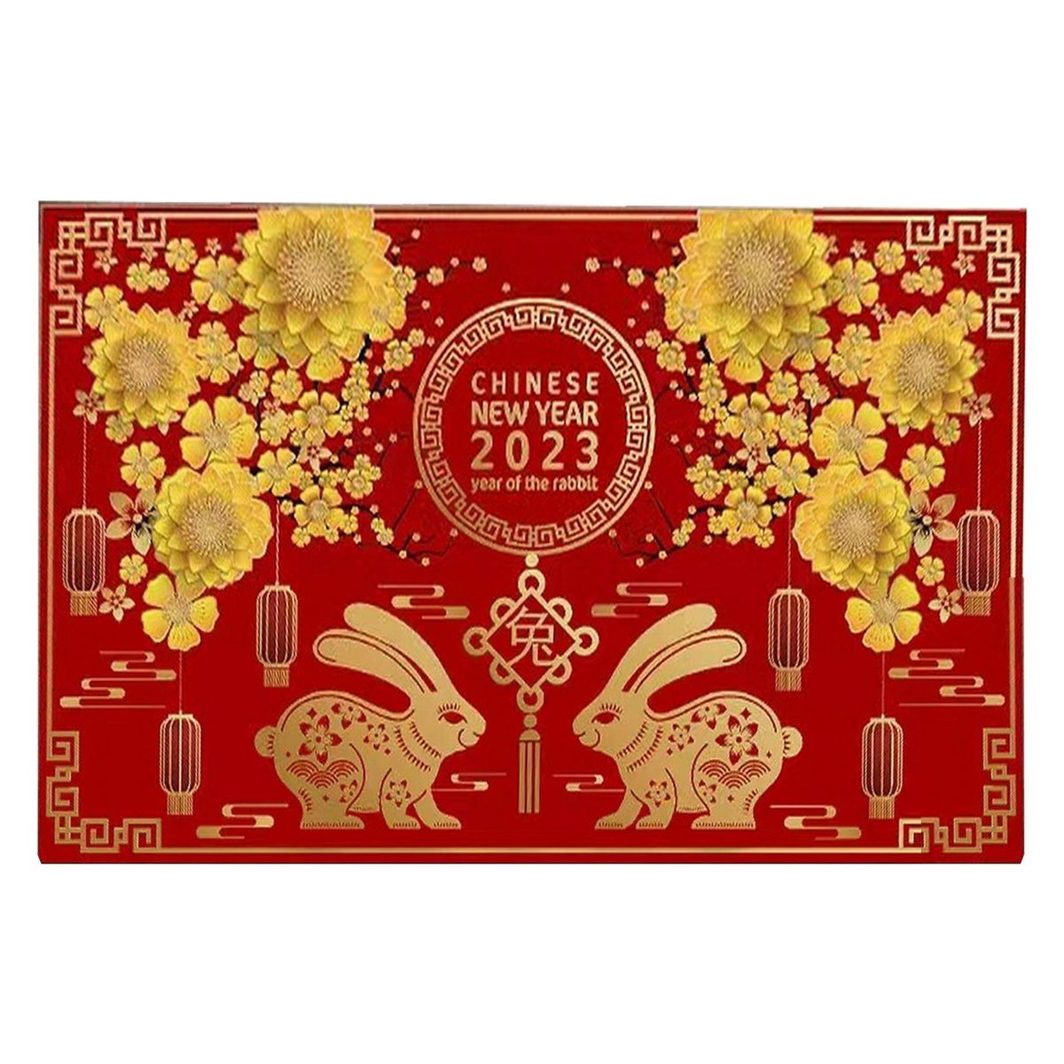 Door Carpet Chinese Zodiac Rabbit Floor Carpet Festival Party Decor