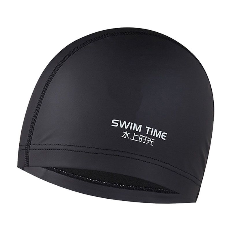 PU Coated Waterproof Enlarged Swimming Cap For Adult Men And Women(Black)