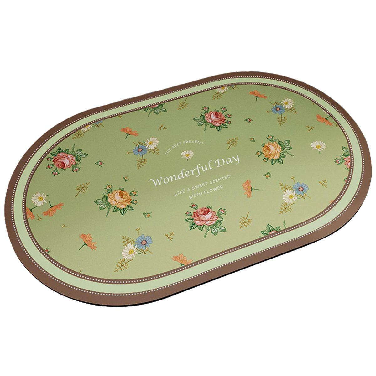 Shower Carpet Flower Printing Anti-slip Bathing Foot Pad Home Decor