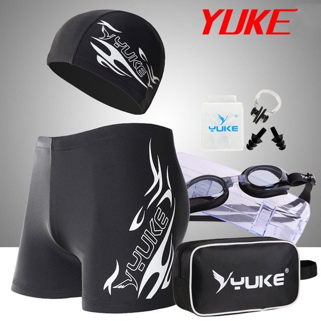 Yuke L-5xl Men Print Cap Swimwear Comfort Adult Quick Dry