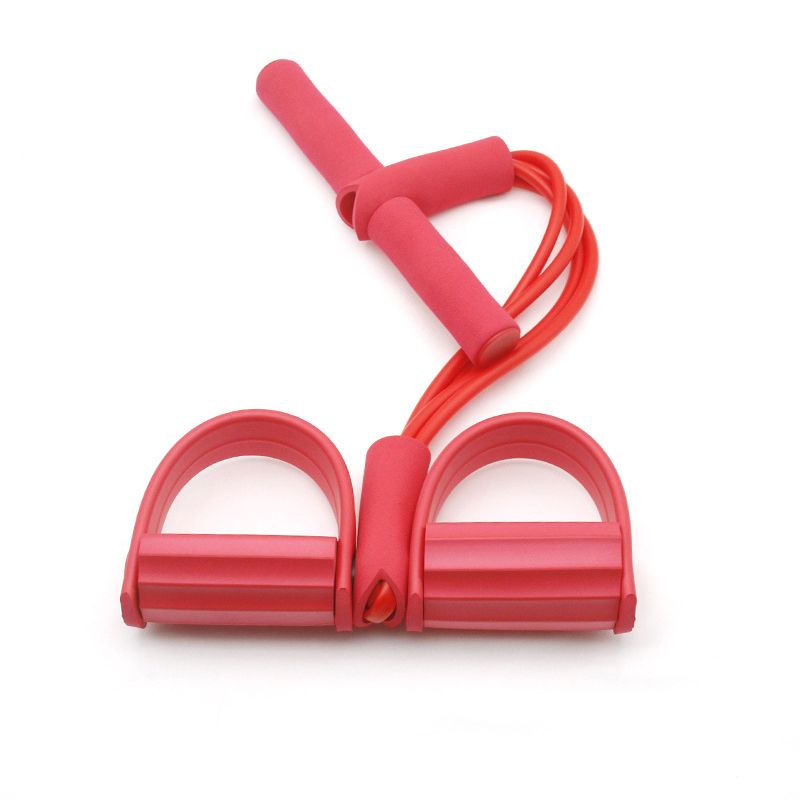 4 Tubes Resistance Bands Fitness Elastic Sit Up Pull Rope Exerciser Rower Belly-Red