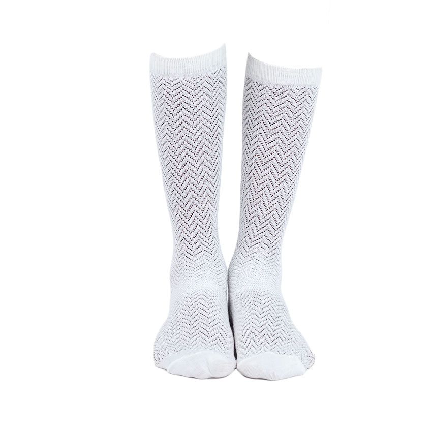 Knee Hi Non-binding Crew White Socks