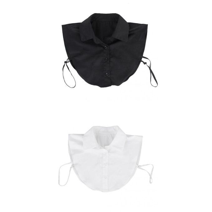 2/set Women's Detachable Collar Button Up Half Shirt Dickey Black