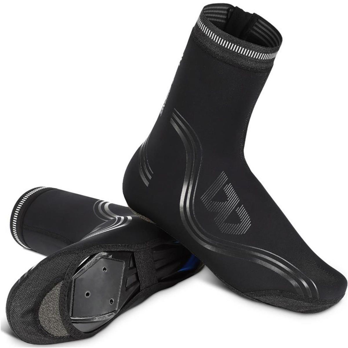 Winter Cycling Shoes Cover Waterproof Windproof Bike Shoes Cover Non-slip Zippered Overshoes with Fleece Lining Rain Shoes Cover Protector Reflective MTB Road Bike Shoe Covers Easy Wear on Take Off