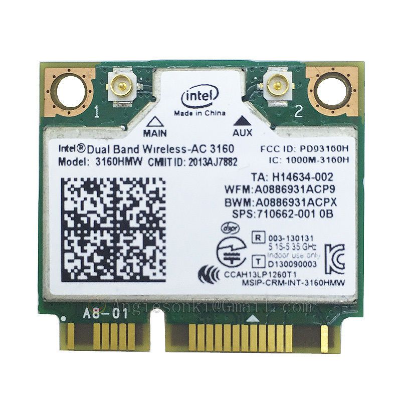 Dual Band Wireless-AC 3160 3160HMW 802.11ac 433Mbps Wifi