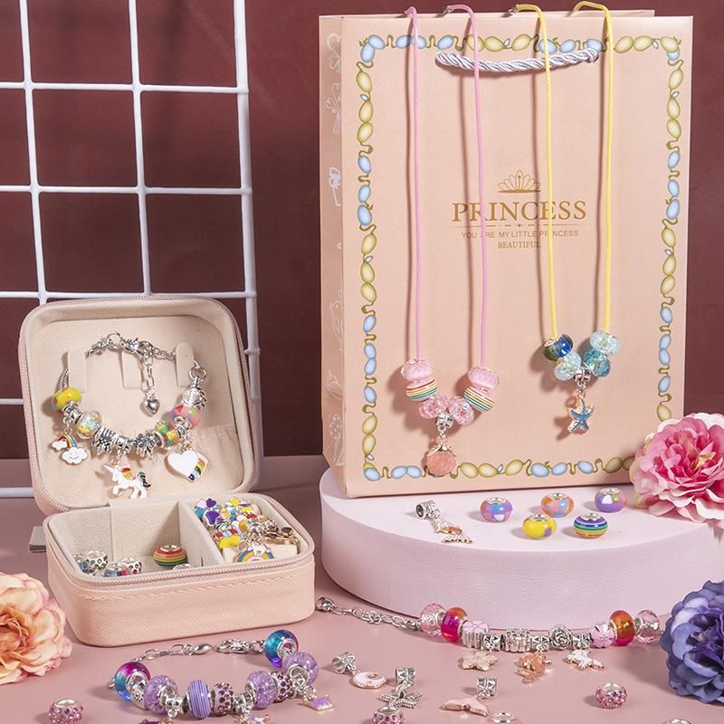DIY Beaded Bracelet Set with Storage Box for Girls Gift Acrylic an Large Hole Beads Handmade Diy Jewelry Making Kit New