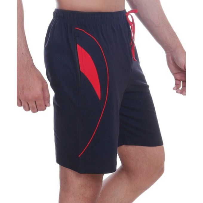 Classy Well Tailored Solid Men Nicker Short - Blue & Red