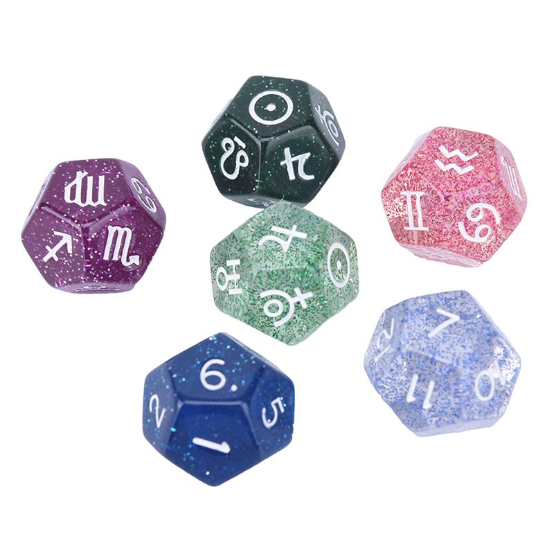 12-Sided Astrology Dice Acrylic D12 Shinning Star Dices For
