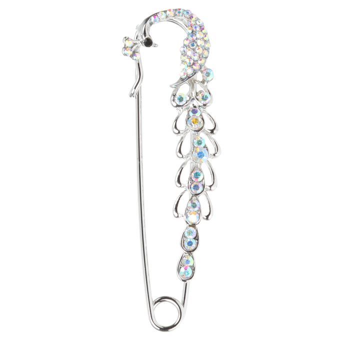 Silver   Rhinestone   Crystal   Peacock   Wedding   Bridal   Brooches