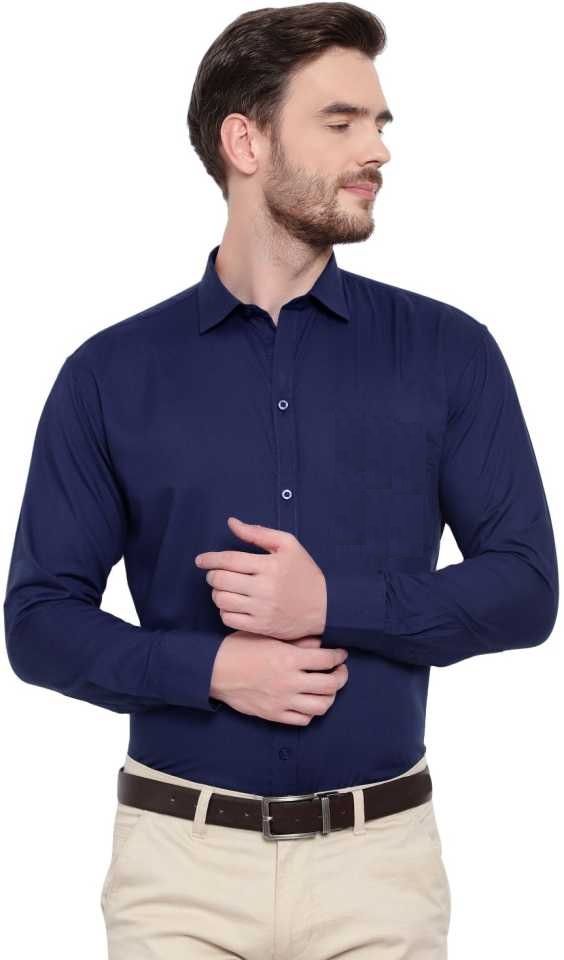 Men's Corporate Quality Office Long Sleeve Navy Blue Shirt