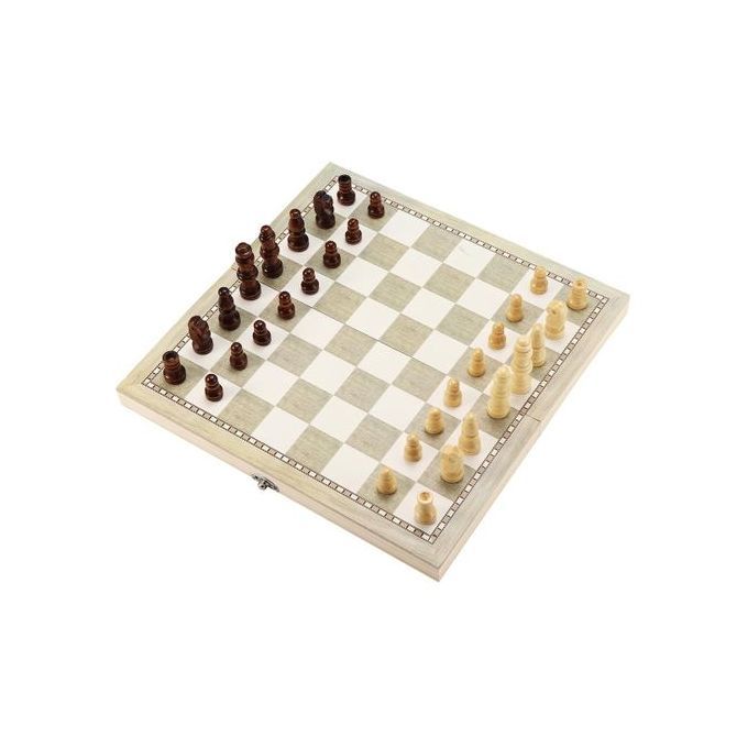 [3 IN 1] Folding Wooden Wood Chess Set Board Game - 24*24cm