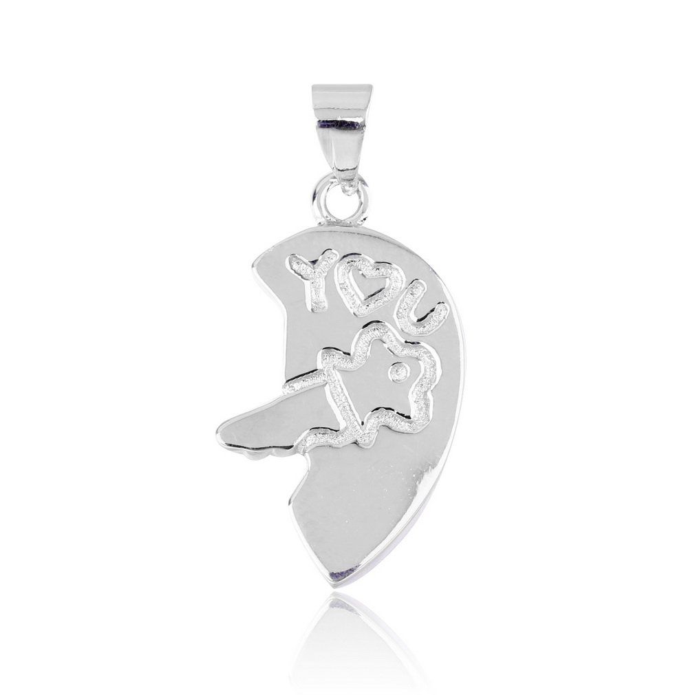 Silver Plated Couple Necklace I Love You Lock And Key Cupid's Heart Pendant-multicolor