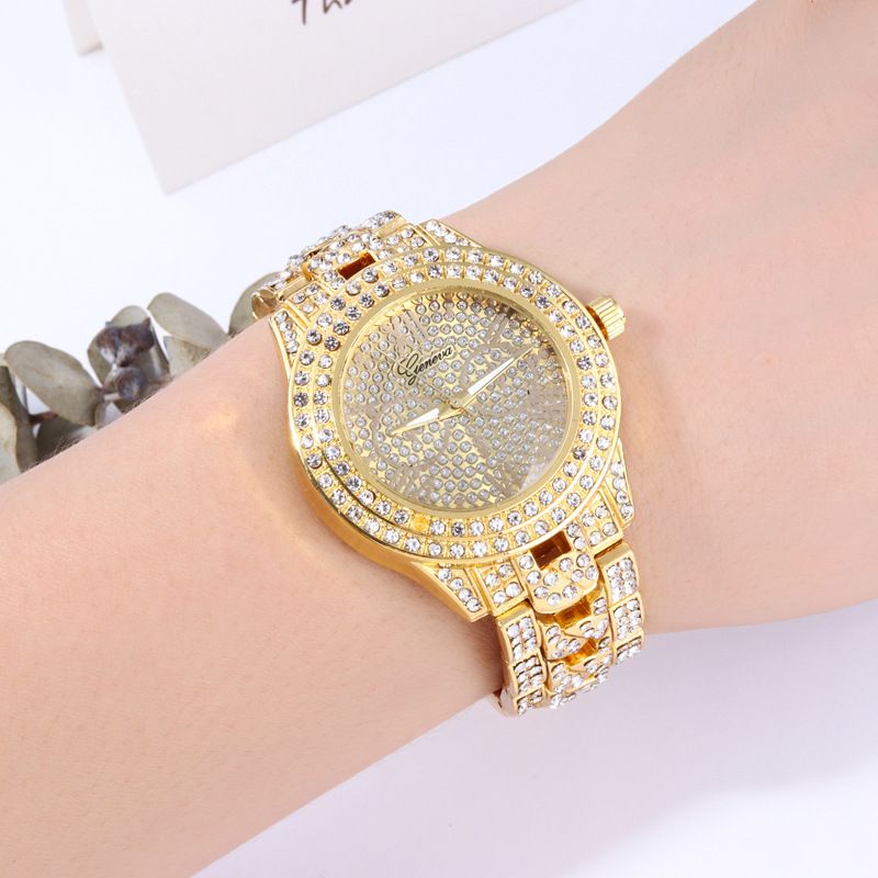 Women's Gold-Plated Fully Studded Watch