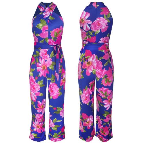 Floral Halterneck Jumpsuit - Pink Floral