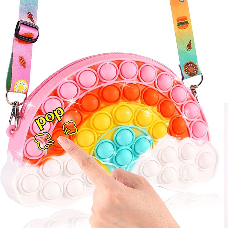 Pop Purse Fidget Toys,Gifts Rainbow Shoulder Bag Sensory Toy