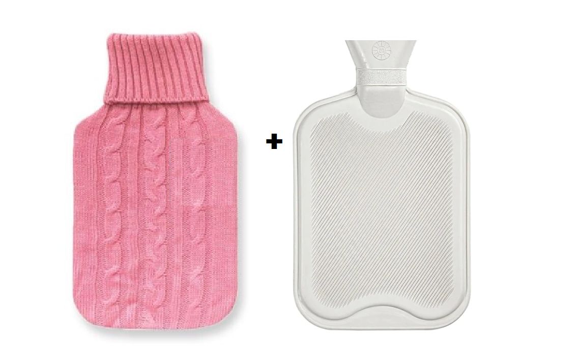2L Hot Water Bottle For Pain Relief, With Cosy Cover - Peach