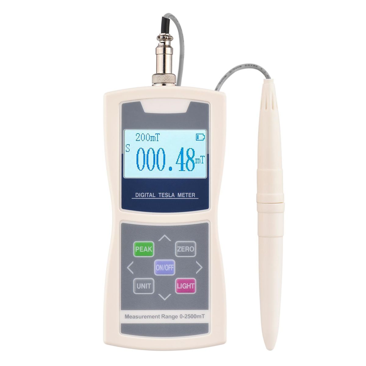 Digital Tesla Meter Gaussmeter Auto Range 200mT/ 2000mT High Accuracy Sensitive Surface Magnetic Field Tester with Standard Radial Hall Probe Plastic Box