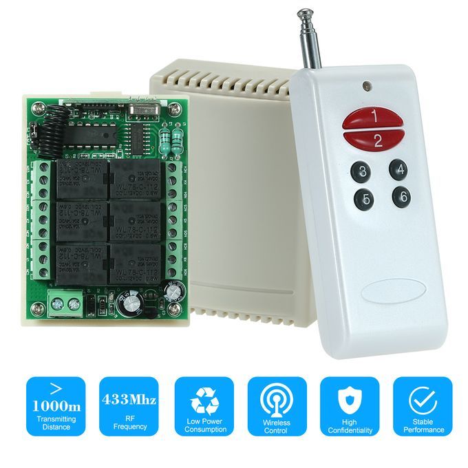 433Mhz DC 12V 6CH Channel Universal 10A Relay Wireless RF